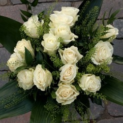 White roses with greens